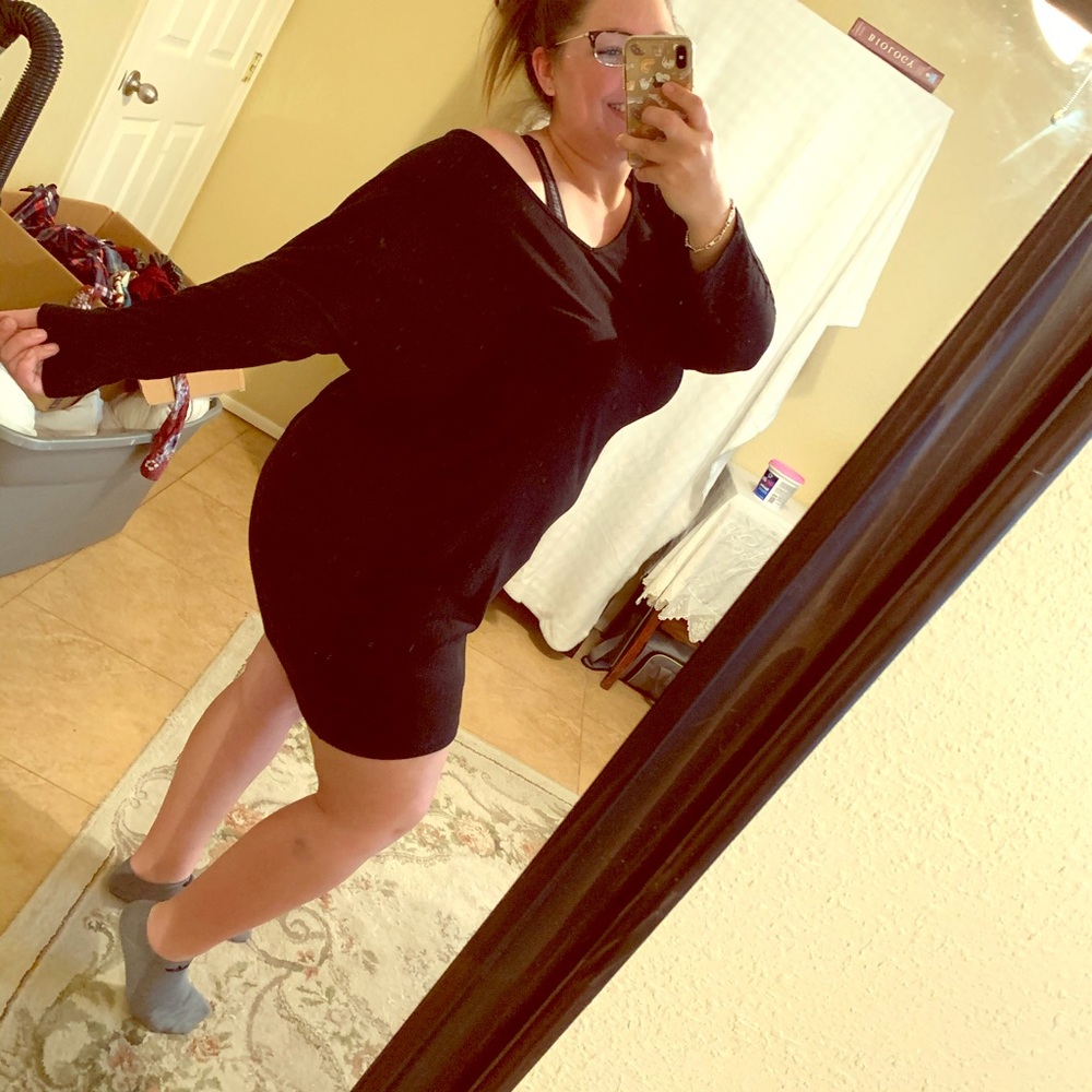 Old Navy slouchy black dolman sleeve tunic dress